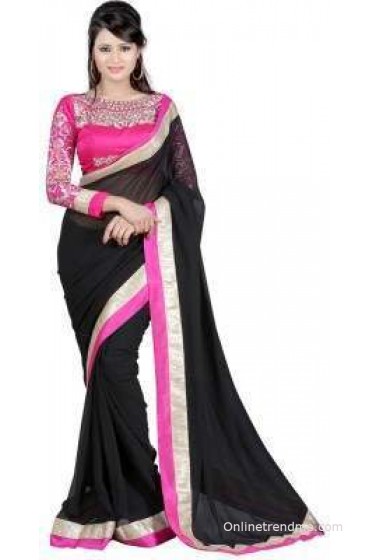 Winza Embriodered, Embellished, Solid Fashion Chiffon Sari Winza Embriodered, Embellished, Solid Fashion Chiffon Sari